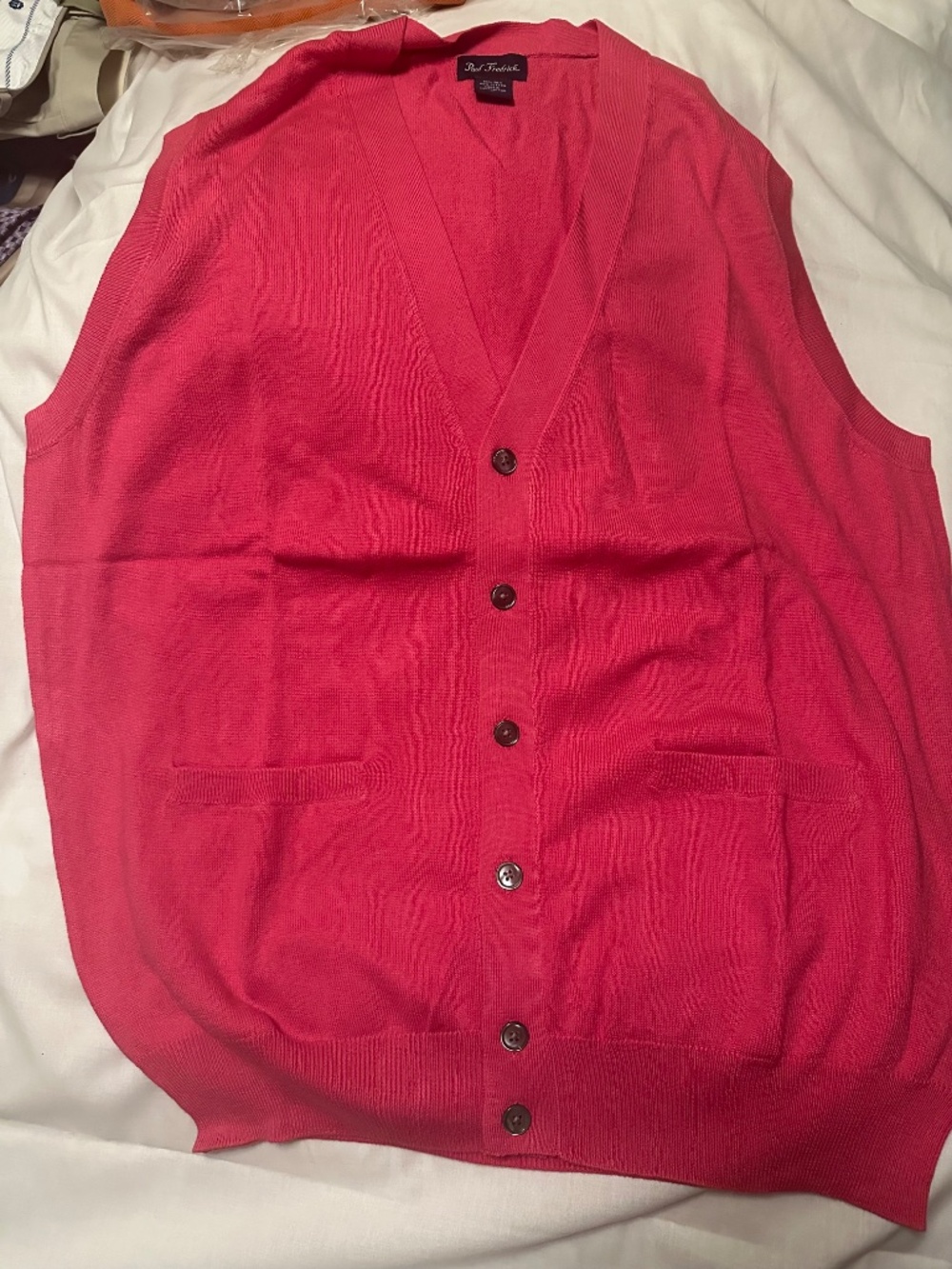Paul Fredrick pink men's vest; L